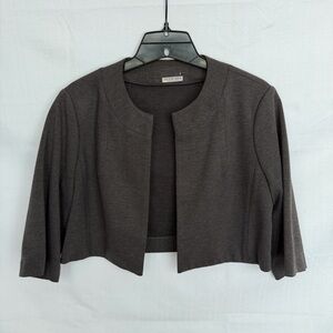 Calvin Klein Womens Dark Grey 3/4 Sleeve Cropped Jacket Sz Petite Small